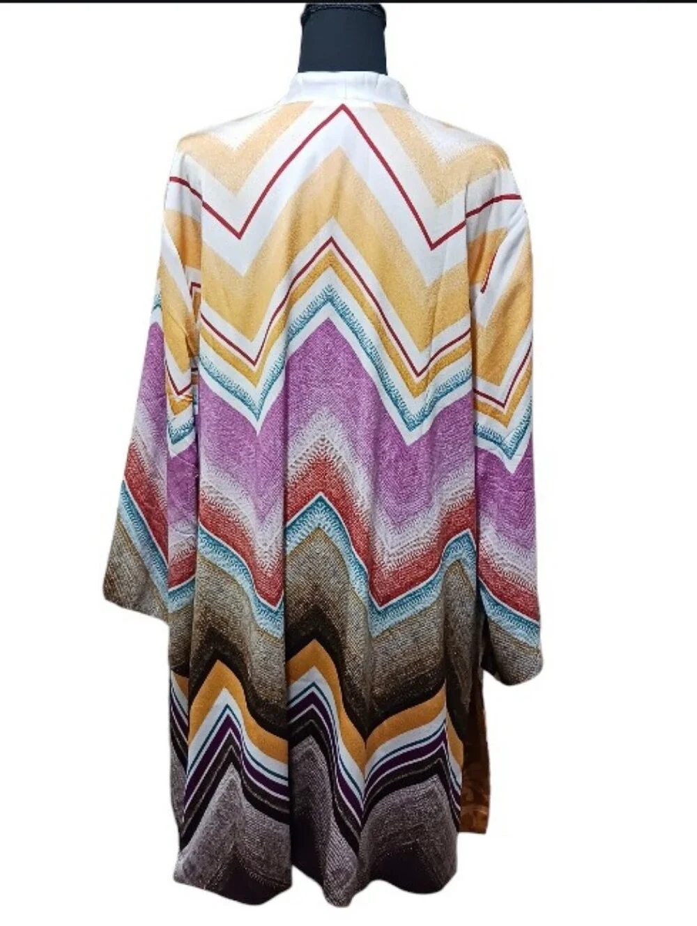 Chicos Reversible Kimono Duster Chevron Floral - Picture 4 of 11